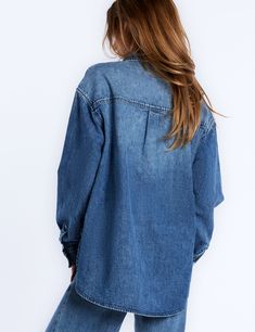 We set out to design a denim shirt that was adorable/comfy-beyond-words/every-day versatile. We didn't know it would become one of our all-time faves. Introducing the Oversized Denim Shirt from Wash Lab, in super-soft premium denim, in a flowy-free oversized cut that just feels...perfect! Everyday Denim Blue Tops For Fall, Dark Wash Tops For Everyday Fall Wear, Oversized Washed Denim Blue Top, Dark Wash Oversized Denim Top, Fall Denim Blue Relaxed Fit Top, Everyday Denim Tops For Fall, Denim Tops For Everyday Fall Wear, Relaxed Fit Denim Top With Frayed Hem, Button-up Denim Blue Top With Frayed Hem