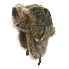 Description Details Sizing This aviator-style hat is 100% Canadian made and will keep your head warm and toasty as well as your attire fashionable and stylish. This trapper hat looks great on both men and women and features a luxurious raccoon fur trim all the way around and on the ear flaps. The interior of this cozy hat is lined with polyester. The exterior of this bomber hat is a melton blend with camo color and pattern. It also has an adjustable buckle chin strap. You can wear the ear flaps Fur Hat Pattern, Cool Hat, Crown Cap, Camo Hat, Aviator Hat, Trapper Hat, Trapper Hats, Cozy Hat, Leather Moccasins