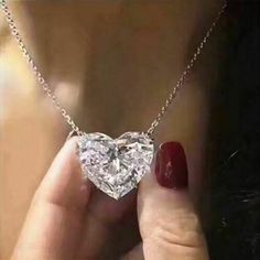 Luxury Big Heart Pendant Necklace Women Party Gift Jewelry Pendant Necklace Simple, Sterling Silver Heart Necklace, Wedding Pendant, Women Pendant, Party Necklace, Neck Jewellery, Silver Heart Necklace, Cz Pendant, Jewelry Model