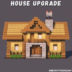 the before and after image of a house in minecraft, with text overlaying it