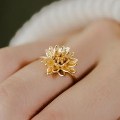 Title: Dainty Waterlily Ring Story: Dainty and delicate lotus flower ring. Material:  Solid 925 Silver, Vermeil (3 Micron 14k Gold Plating over Silver), and 14k Gold Plate over Brass Timeline:  Silver and 14k Gold Plate ship right away, Vermeil takes 2-3 weeks for me to make.  Deminsions: 1.3 mm band Special Options: Need alternative sizes or materials? Message me. I also offer this ring in solid gold.  Packaging: All items are nicely packaged and ready to gift in lovely jewelry boxes. The jewel Nature-inspired Yellow Gold Flower Ring For Gift, Nature-inspired Yellow Gold Flower Ring As Gift, Nature-inspired Yellow Gold Flower Ring Gift, Nature-inspired Yellow Gold Flower Ring, Nature-inspired Gold Flower Ring For Promise, Gold Nature-inspired Flower Promise Ring, Nature-inspired Gold Flower Ring With Birth Flower, Nature-inspired Gold Flower Promise Ring, Nature-inspired Gold Birth Flower Ring