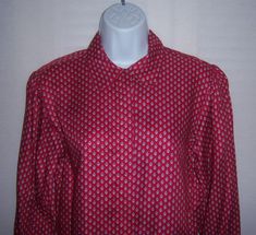 "Vintage Cambridge Spirit red, blue, yellow and white Pierre Deux Souleiado style classic French Provencal shirt or blouse. Excellent pre-owned condition. Women's size 6 or SMALL. Measurements: bust-38\", length-26\". Front button. 100% rayon." Classic Red Shirt For Daywear, Classic Red Tops For Daywear, Muumuu Dress, Cardigan Sweater Jacket, Silk Jacket, Cotton Cardigan, Style Classic, Knit Cotton, Print Shirt