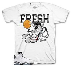 Sneaker tees to match your Jordan Retro 6 reverse oreo | white black retro 6s ST Clothing- Fly Kicks Sneaker Tees Made of 100% pre-shrunk cotton. Fits true to size. *You may refer to size chart for correct measurements.* SHOP JORDAN WHITE BLACK 6 SHIRTS HERE Throwback White Tops For Streetwear, White Throwback T-shirt With Logo Print, White Pre-shrunk Throwback T-shirt, White Throwback T-shirt, Shrink-resistant, White Throwback Graphic Print Tops, White Throwback Top With Dtg Printing, White Short Sleeve Throwback T-shirt, White Cotton Throwback T-shirt, White Black Shoes