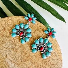 Faux Turquoise & Red Stone Squash Blossom Earrings Bohemian Boho Southwestern Brand New See Pictures For Measurements! Zinc Alloy Material Even Prettier In Person, Perfect For Casual Or Special / Formal Occasions I Love To Bundle! Contact Me For Bundle Pricing Before Purchase! Inventory Bin M Rhinestone Bling Boho Cute Nature Stud Small Dainty Formal Wedding Birthday Party Gift Festival Spring Summer 2022 2023 Trends Trendy Casual Cute Statement Earrings Fashion Accessories New Fashion Cocktail Southwestern Silver Jewelry For Summer, Silver Southwestern Jewelry For Summer, Red Vintage Jewelry For Summer, Nickel-free Southwestern Red Earrings, Nickel-free Red Southwestern Earrings, Southwestern Style Red Nickel-free Earrings, Southwestern Dangle Jewelry For Summer, Adjustable Red Southwestern Earrings, Red Southwestern Style Earrings For Festivals