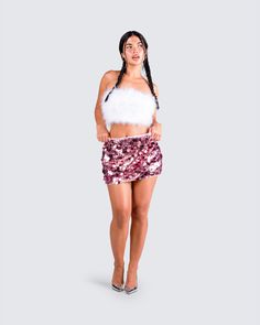 Our best-selling PHILO skirt, now in pink - you're welcome 💅 This mid-rise pink sequin mini skirt is the perfect look for any GNO. Made from sequin fabric, and complete with an invisible side zipper 🤩 White Corset Dress, Sequin Mini Skirt, Yellow Mini Dress, Rhinestone Top, Mesh Maxi Dress, White Corset, Sequin Mini Skirts, Pink Sequin, Sequin Mini