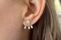 Earrings 14kt Gold Triple Jacket Pear Shape with Diamonds 0.55 carats. Perfect gift for Christmas, Mom, Girlfriend, Daughter, Graduation, Birthday and more. Daughter Graduation, Christmas Mom, Pear Shaped Diamond, Gift For Christmas, Jacket Design, 14kt Gold, Pear Shape, Pear Shaped, Diamond Earrings