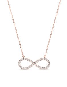 Forever picturesque. Elegant Infinity Necklace In Diamond White, Diamond White Infinity Necklace, Fine Jewelry, Diamond White Infinity Necklace Fine Jewelry, Diamond White Infinity Necklace In Fine Jewelry, Infinity Necklace With Diamond Accents, Elegant Infinity Cable Chain Necklaces, Diamond White Infinity Necklace With Diamond Accents, Diamond White Infinity Necklace, Diamond Necklace Designs