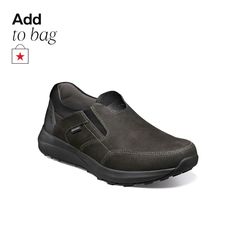 in stock Outdoor Slip-ons With Ortholite Insole, Black Outdoor Loafers With Round Toe, Outdoor Black Loafers With Round Toe, Slip-resistant Moc Toe Walking Shoes For Outdoor, Outdoor Moc Toe Slip-resistant Walking Shoes, Moc Toe Walking Shoes With Vibram Sole, Comfortable Gray Leather Walking Shoes, Black Round Toe Loafers For Outdoor, Rugged Slip-on Outdoor Walking Shoes