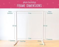 the frame is shown with measurements for it