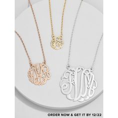 Ribbon Letter Monogram Necklace | BaubleBar Scrolling Text, Early Black Friday, Initial Earrings, Letter Monogram, Monogram Necklace, Gold Initial, Custom Gifts, Custom Metal, Monogram Letters