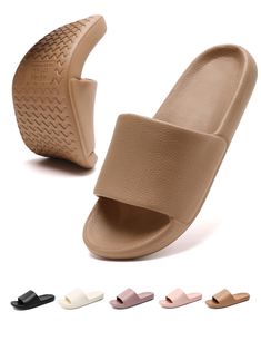 PRICES MAY VARY. 【Cloud Slides】These cloud slides for women are made of high quality EVA, so the womens slippers are super squishy and light-weight. While having they on, you feel just like walking on the bouncy clouds.Whether you're lounging at home or enjoying the outdoors, these mens slippers provide unparalleled comfort. 【Waterproof & Non-slip】These Shower Shoes are waterproof & quick-dry so they don't get waterlogged and stinking. The non-slip texture on the outsole enhances friction, ensur Comfortable Non-slip Closed Toe Slides, Comfortable Slide Slippers In Solid Color, Comfortable Non-slip Slides With Round Toe, Non-slip Comfortable Slides With Round Toe, Non-slip Comfortable Slides, Non-slip Solid Color Slip-on Slippers, Comfortable Non-slip Solid Color Slides, Comfortable Slip-resistant Slides With Round Toe, Slip-resistant Round Toe Slides In Solid Color