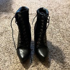 Sexy Show Stoppers With Laces And Zippers For Easy On/Off. Brand New. Never Worn Dollhouse Shoes, Off Brand, Red Studs, Lace Up Booties, Wide Boots, Suede Booties, Thigh High Boots, Stacked Heel, Lace Up Boots