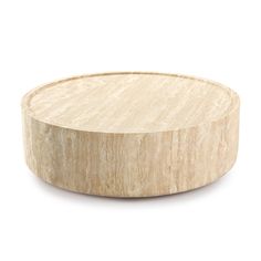 a round wooden table on a white background