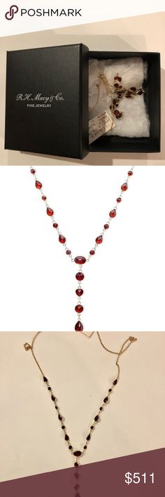 Garnet Gold Neckless Garnet necklace, 14 k gold . 16 inches  Purchased in Macy’s Macy's Jewelry Necklaces Red Briolette Necklace For Formal Occasions, Elegant Red Faceted Necklace, Elegant Red Lariat Necklaces, Elegant Red Lariat Necklace, Macy's Gemstone Necklaces For Formal Occasions, Elegant Macy's Gemstone Necklaces, Macy's Formal Gemstone Necklaces, Elegant Macy's Gemstone Necklace, Elegant Faceted Lariat Necklace