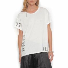 Brand New With Tag Ann Demeulemeester ‘Forever 2 Kids’ Print T-Shirt In Off-White. Super Cool And Soft 100% Cotton, Round Neckline, Short Sleeve Tee With Raw Edging. So Simple And Trendy, Size 42 Which Is Appx. 8-10 Us. Must Have! Graphic Print Short Sleeve Tops For Daywear, Graphic Print Relaxed Fit Tops For Daywear, Graphic Print Tops For Summer Daywear, Kids Print, Ann Demeulemeester, Super Cool, White Shirt, Top Tee, Round Neckline