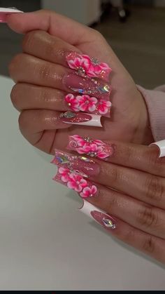 Fye Nails, Bday Nails, Hot Nail Designs, Girly Acrylic, Hard Nails, Diy Acrylic Nails, Drip Nails, Girly Acrylic Nails, Unique Acrylic Nails