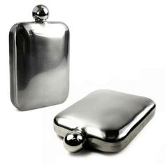 two stainless steel flasks are shown on a white background, one has a ball at the top