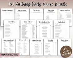 the 1st birthday party game bundle