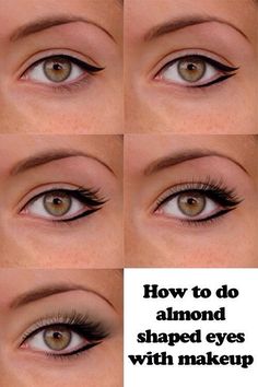 Cat Eye Makeup Round Eyes, Almond Eye Cat Eye, Simple Almond Eye Makeup, Lined Eyes Eyeliner, How To Do Eye Wings, Almond Shaped Eyes Eyeliner, Winged Eyeliner For Almond Eyes, Round Eye Eyeliner, Almond Eyes Shape