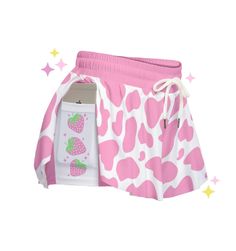 ⚝ Pink Cow Print Flowy Shorts! They are stylish, soft, and they have pockets! ~ Pairs wonderfully with other pastel goth clothes and light purple colors. You can dance, rave, exercise, and even sleep or lounge in these fashionably flowy & feminine shorties. They are oh so flattering on the booty 💜✨ Makes a beautiful gift for your loved ones ⚝ 💟Product Details: ❥Handmade design ❥Breathable Comfort. ❥Regular fit ❥ Fabric: 95% polyester and 5% spandex ( Two pocket, waist elastic band) ❥Care Instr Y2k Bottoms With Built-in Shorts For Spring, Kawaii Fitted Bottoms For Spring, Y2k Pink Bottoms For Summer, Y2k Style Pink Bottoms For Summer, Cute White Bottoms With Pockets, Kawaii White Fitted Bottoms, Fitted White Kawaii Bottoms, White Fitted Kawaii Bottoms, Cute Summer Bottoms With Pockets