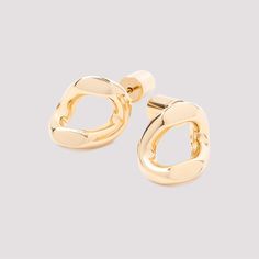 Jil Sander DW5 11 Gold Eco-brass Earrings. Crafted in golden-toned eco brass, one ring lump chain design, secure back lock closure. Elegant Gold-tone Jewelry As Gift, Luxury Metal Jewelry With Gold-tone Hardware, Elegant Brass Jewelry With Gold-tone Hardware, Elegant Jewelry With Gold-tone Hardware For Formal Occasions, Elegant Formal Jewelry With Gold-tone Hardware, Matte Gold Metal Earrings For Formal Occasions, Modern Gold-tone Jewelry For Evening, Yellow Gold Jewelry With Gold Clasp For Evening, Evening Yellow Gold Jewelry With Gold Clasp