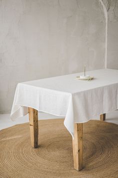 a table with a white cloth on it