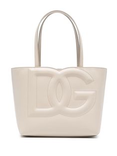 light beige calf leather smooth grain embossed logo to the front logo-jacquard lining two long top handles main compartment internal zip-fastening pocket Dg Bag, Dolce And Gabbana Handbags, Dg Logo, Latest Bags, Gold Bag, Dolce E Gabbana, Mini Crossbody Bag, Small Tote, Black Tote Bag