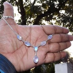 "Fiery Rainbow Moonstone 925 Solid Sterling Silver Handmade Bezel Set Gift For Necklace. J90105  Main Color: Blue Fire   Length: (18\"  inch ) Stone Size (can vary as per availability) : 8x12 Oval   Weight: 10.8 gram  Item code: J90105 Metal - Solid 925 Sterling Silver We are making All jewellery with Solid 925 Sterling Silver with 925 hallmark. You can use it your self or Gift it to someone. It is an ideal gift which everyone would love to get. If you want extra small or extra large let me know Rainbow Moonstone Necklace, Bezel Necklace, Body Jewelry Piercing, Dope Jewelry, Funky Jewelry, Jewelry Lookbook, Blue Fire, Moonstone Necklace, Multi Strand Necklace