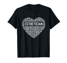 a black t - shirt with the words esthetican in white