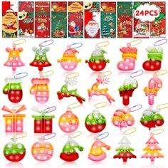 christmas ornaments and decorations are shown in this image