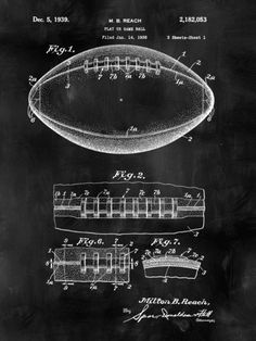 a drawing of a football on a blackboard