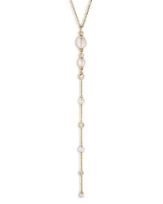 Nadri Siren Pave, Imitation & Cultured Freshwater Pearl Lariat Necklace, 16-18 Pearl Lariat Necklace, Pearl Lariat, Lariat Necklace, Freshwater Pearls, Fresh Water, Jewelry Accessories, Gold, White