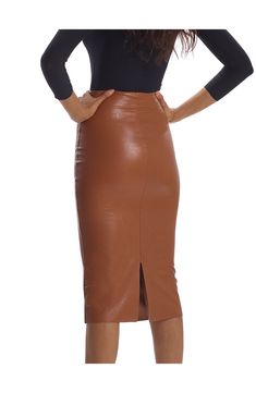 With Commando's signature internal waistband and firming bonded faux-leather fabric, this skirt has a sleek fit that feels as great as it looks. The design's built-in smoothing shorts give you a flawless, stay-put fit. 29 1/2" length (size Medium) Unlined 47% polyester, 45% polyurethane, 8% elastane Machine wash, dry flat Made in the USA of imported fabric Hosiery Date Night Faux Leather Pencil Skirt, Fitted High Waist Faux Leather Mini Skirt, Fitted Faux Leather Bottoms In Modern Style, Fitted Faux Leather Skirt For Work, Faux Leather Fitted Skirt For Work, Fitted Midi Pencil Skirt For Fall, Elegant Faux Leather Pencil Skirt For Office, Classic Leather Mini Skirt For Work, Elegant Faux Leather Pencil Skirt For Work