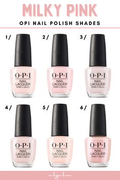 This post has the 6 Best OPI Milky Pink Nail Polish Shades. From the infamous “Bubble Bath” to the lesser-known “Switch to Portrait Mode” shade, there are 6 amazing milky pink polish shades to suit every skin tone and create the best milky manicure. So let’s get our nail inspo on and give you these swatches and links so you can create this hot trend all on your own. Milky Nail Color Opi, Opi Gel Milky Pink, Opi Cotton Candy Nail Polish, Best Pale Pink Nail Polish, Milky Nails Gel Polish, Rosy Future Opi, Opi Soft Pink Shades, Best Milky Pink Nail Polish, Milky White Nails Opi Gel