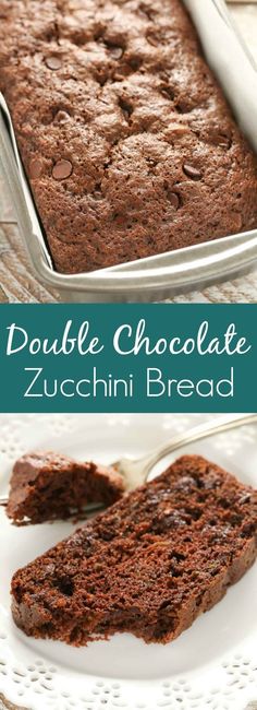 double chocolate zucchini bread on a white plate