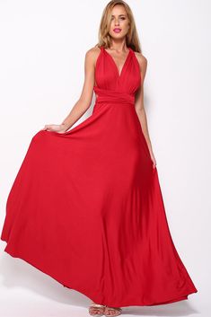 Get in the mood for drinks all round in our Drinking Vino Maxi Dress! Made from a luscious, satin-like material this flowing maxi has thick straps which can be tied in a number of ways for a totally convertible style! With a stretch elasticated waist for ease of wear, this dress drapes and hugs all the right curves. This wow factor shade calls for a matching lip and round toe pump!Dress.Not lined.Cold hand wash only.Model is standard XS and is wearing XS.True to size.Slightly stretchy fabric.Pol Wine Maxi Dress, Red Infinity, Convertible Maxi Dress, Maxi Dress Red, Sleeveless Romper Jumpsuits, Dress Wine, Swimsuit Trends, Dress Drape, Chiffon Dress Long