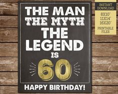 a birthday card for the man in the legend is 60 years old with an aged wood background