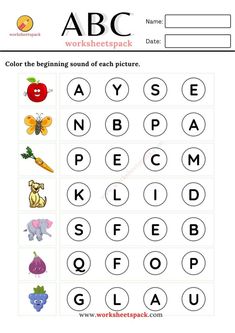 worksheet for beginning and ending sounds with pictures to help students learn the alphabet