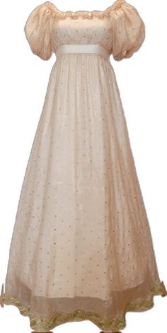 Cream Floor-length Gown For Wedding Night, Festive A-line Wedding Gown, Vintage A-line Wedding Dress With Fitted Bodice, Regency Style Empire Waist Wedding Gown, Cream Floor-length Dress For Debutante Ball, Floor-length Cream Dress For Debutante Ball, Beige Silk Dress For Reception, Cream Silk Dress For Reception, Festive A-line Wedding Evening Dress