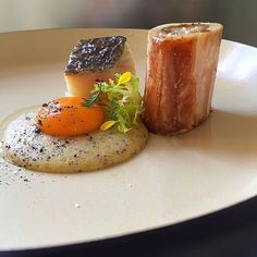 a white plate topped with different types of food