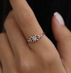 Diamond Promise Ring, Rose Gold Cluster Ring, Dainty Wedding Band, Engagement Gift * Handmade Fine Jewelry * Materials: 14K/18K Gold, Rose Gold, White Gold * Gemstone: Round and Princess Cut Diamond * Diamond Weight: 0,14 ct Round, 0,28 Princess * Color-Clarity: G Vs * Certificated Product * Beautifully Packaged THE ENDLESS SYMBOL OF COMMITMENT: ENGAGEMENT AND MARRIAGE RINGS Wedding and engagement rings are not just a gold ring, an ordinary pair of rings. It symbolizes the love and devotion of c 14k Rose Gold Wedding Ring With Diamond Accents, 14k Rose Gold Wedding Diamond Ring, Elegant Wedding Diamond Ring With Single Cut Diamonds, Dainty Princess Cut Diamond Ring For Anniversary, Fine Jewelry Cluster Wedding Jewelry, Dainty Diamond Ring For Proposal, Dainty Diamond Proposal Ring, Dazzling 14k Gold Wedding Diamond Ring, Sparkling Rose Gold Fine Jewelry Rings