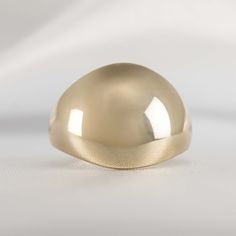 Gold Graduated Dome Ring - Lisa Robin Elegant Gold Signet Ring With Shiny Finish, Formal Domed Ring With Polished Finish, Timeless Rings With Polished Finish, Timeless Polished Rings, Modern Yellow Gold Domed Signet Ring, Formal Yellow Gold Rounded Ring, Elegant Rounded White Gold Jewelry, Polished Finish Formal Rings, Gold Dome Ring With Shiny Finish For Formal Occasions