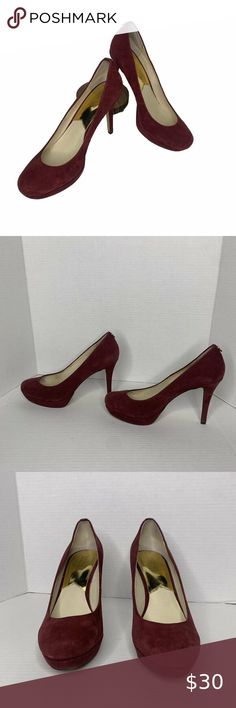 Michael Kors Women's Leather Suede Heels Berry Dorothy Flex Pump Size 10