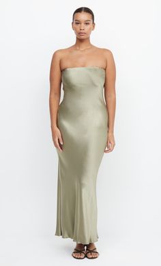 Moon Dance Strapless Bridesmaid Dress in Sage Green by Bec + Bridge Pre-draped Bias Cut Maxi Gown, Sleek Bias Cut Maxi Dress With Cowl Back, Full Length Bias Cut Maxi Dress For Night Out, Sleek Maxi Dress With Cowl Back And Bias Cut, Evening Bias Cut Maxi Dress With Cowl Back, Evening Maxi Dress With Bias Cut And Cowl Back, Sleek Bias Cut Maxi Dress For Prom, Fitted Backless Maxi Dress In Bias Cut, Sleek Full-length Bias-cut Maxi Dress