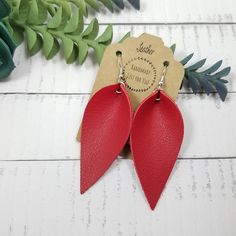 Adjustable Red Leather Earrings, Red Leather Earrings For Gifts, Red Leather Earrings, Handmade Leather Jewelry, 10 Birthday, Gifts For Moms, Fall Earrings, Great Gifts For Mom, Long Red