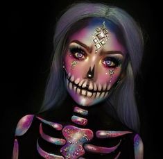 Shop the look from illustrationbymeiulia on ShopStyle Skull Candy Makeup, Skull Halloween Makeup, Makeup Crazy, Makeup Clown, Makeup Zombie, Fantasy Make-up, Halloween Decor Diy