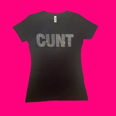 cute trashyy2k bimbocore mcbling custom c*nt rhinestone shirt! made with hot fix rhinestones 💟 Diy Bedazzled Shirt, Mcbling Shirts, Mcbling Christmas, Y2k Rhinestone Top, 2000s Shirts, Bedazzled Tank Top, Bedazzled Shirt, Emo Mcbling, Rock Star Outfit