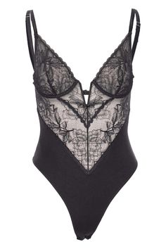 Fleur Du Mal Gardenia Black Lace Bodysuit Pajama Ideas, Style Bodysuit, Black Lace Bodysuit, Lingerie Outfits, Plunge Neckline, Lace Bodysuit, Black Bodysuit, Hook And Loop, Plunging Neckline