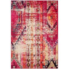 an area rug with red, yellow and pink colors on the bottom half of it