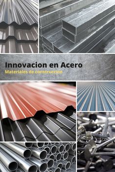 several different types of metal pipes and tubes with the words innovation en accero written in spanish